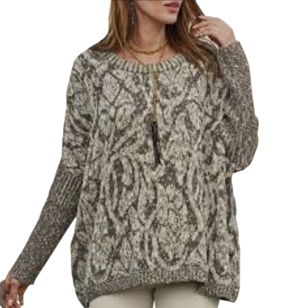 Peruvian Connection Floral Design‎ Oversize Cotton Sweater Size XS/S